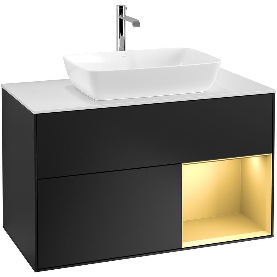 Wastafelonderkast Finion 1000x603x501mm Black Matt Lacquer G781HFPD