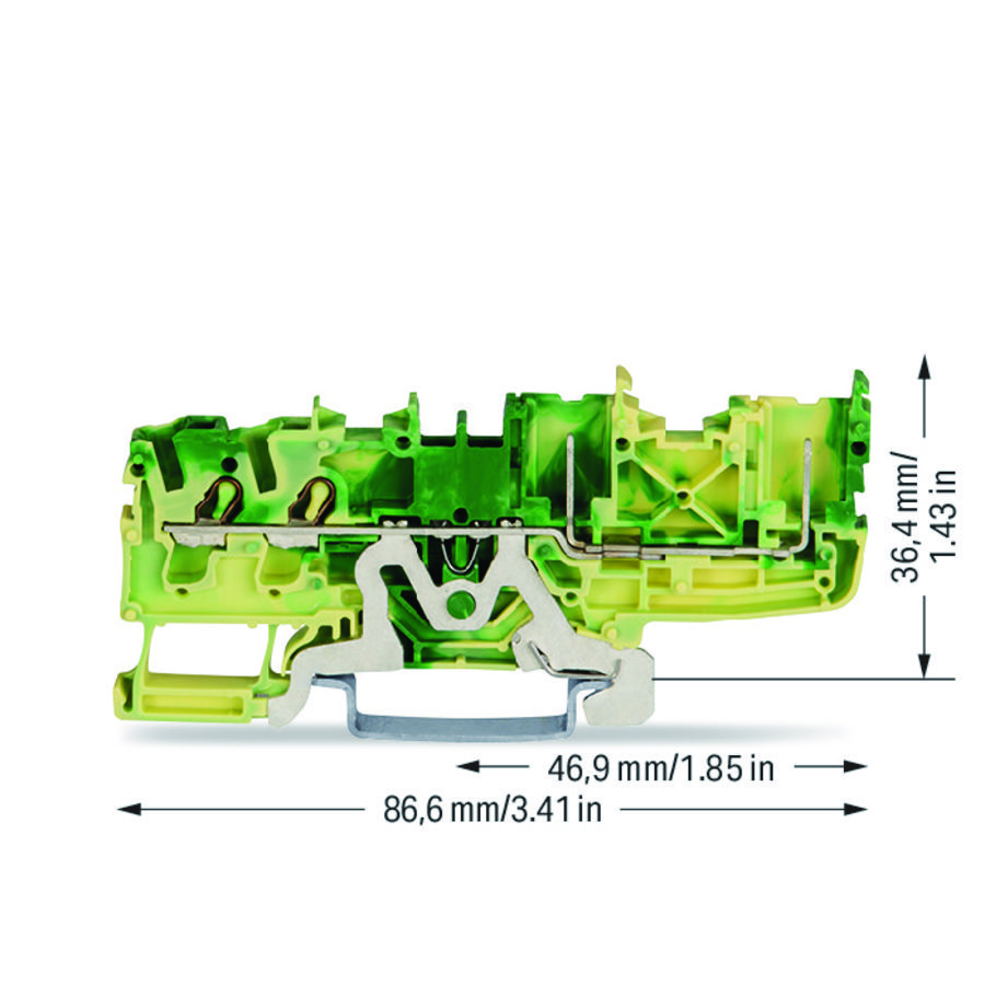 2-draads/2-pins PE-basisklem 2,5mm² voor Ex nA- VVE=50
