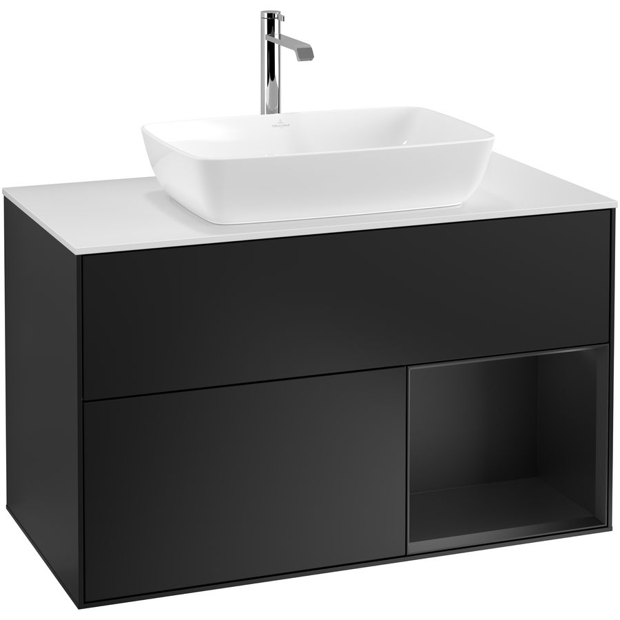 Wastafelonderkast Finion 1000x603x501mm Black Matt Lacquer G781PDPD