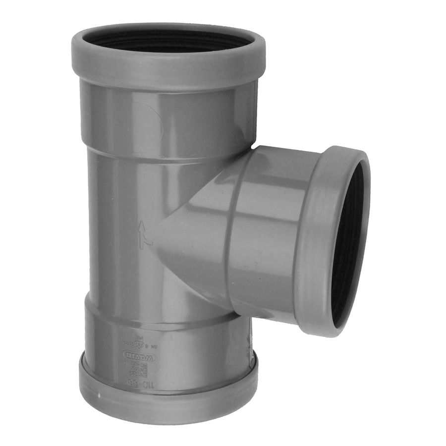 Wafix PVC manchet T-stuk 88° 160mm SN4 grijs 3x mof