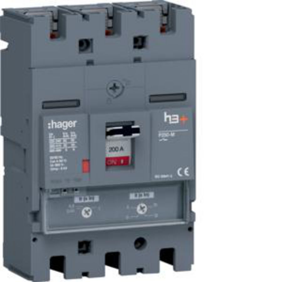 Vermogensautomaat h3+ P250 TM 3P3D 200A 50kA boutaansl.