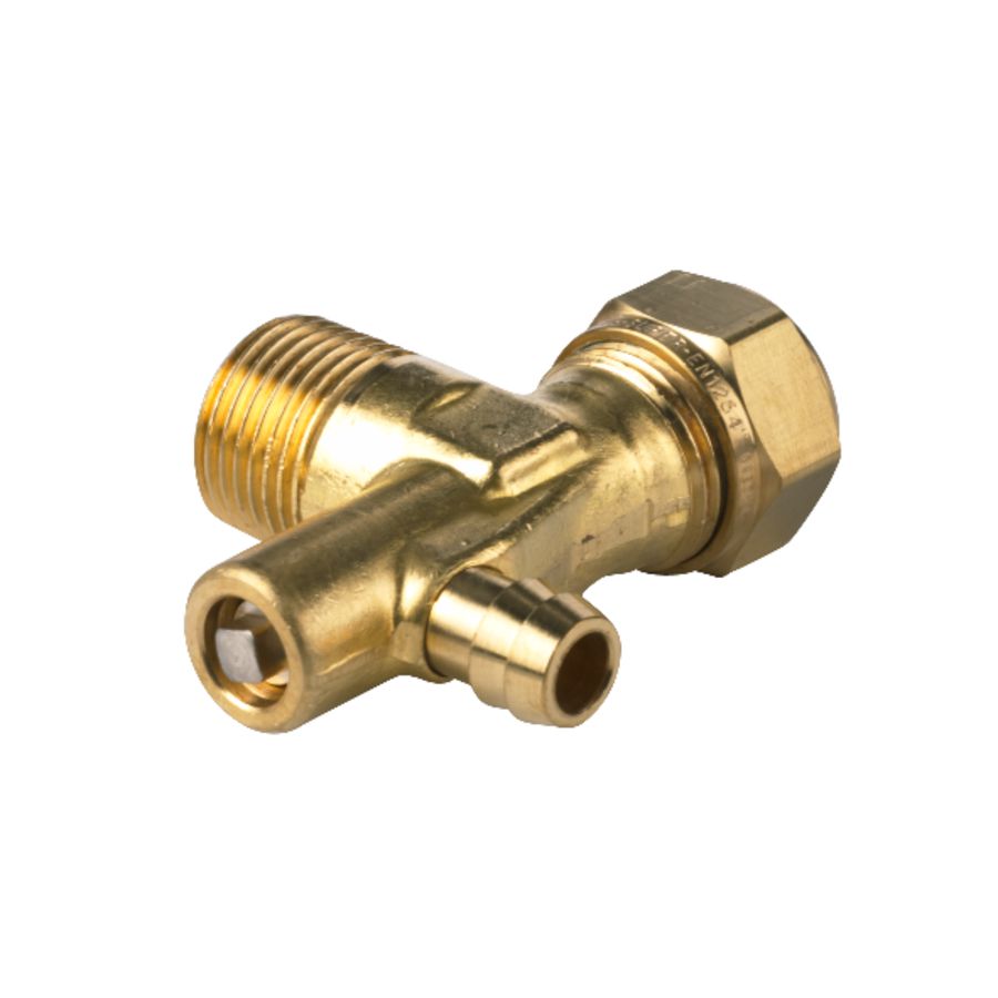 Knie met aftap 15x1/2"con.bt. S1257 VVE=25