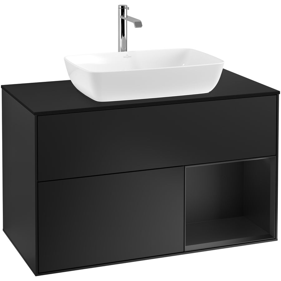 Wastafelonderkast Finion 1000x603x501mm Black Matt Lacquer G782PDPD