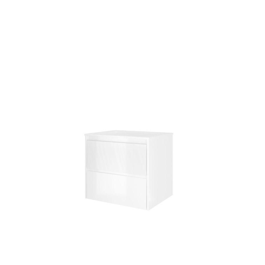 Set Proline polystone Elegant wastafel glans wit zonder kraangat onderkast symmetrisch glans wit 60x46cm