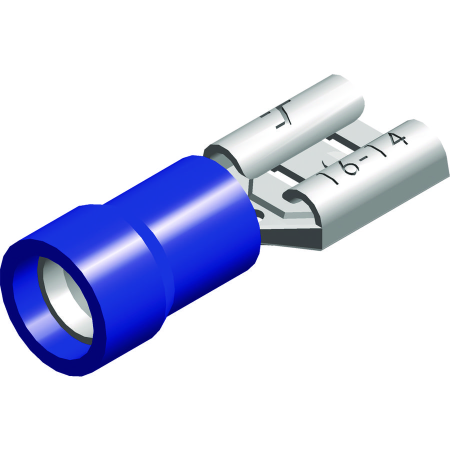 DoosA 100st. Vlakstekerhuls blauw 1,5-2,5mm² 6,3x0,8