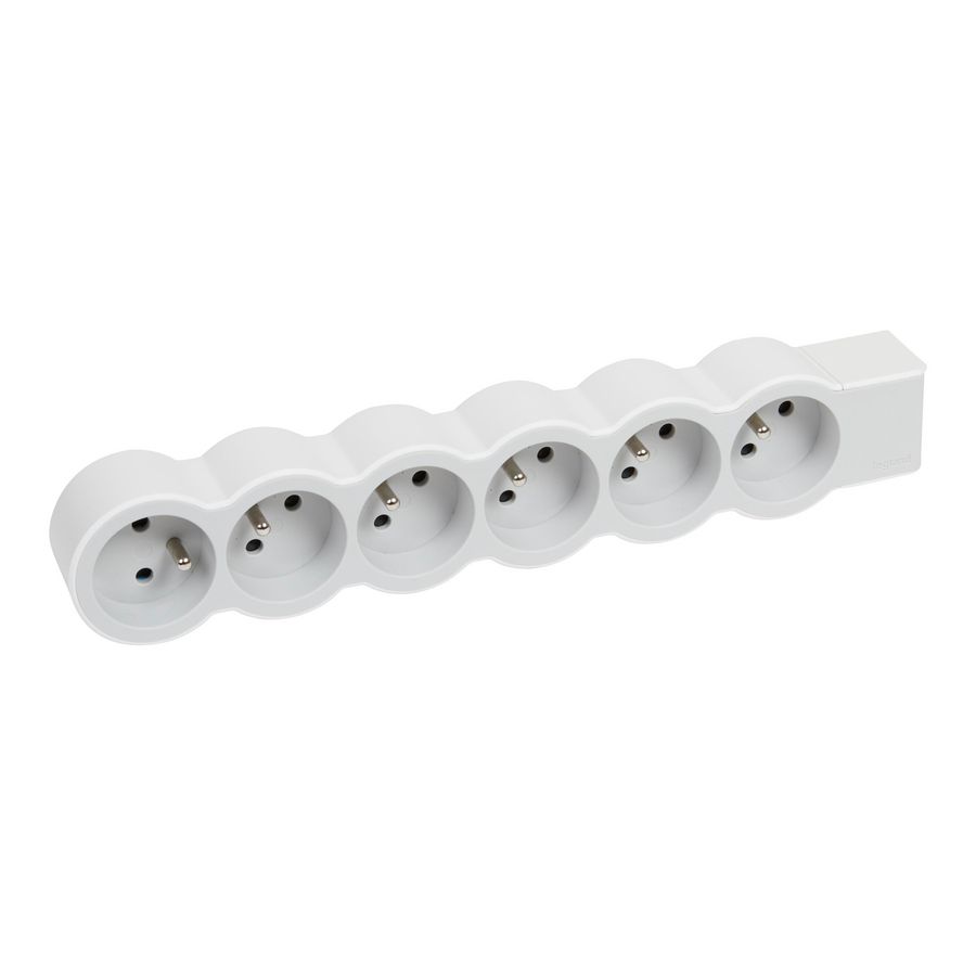 Contactdoos standaard 6xPA z.snoer wit-grijs VVE=10
