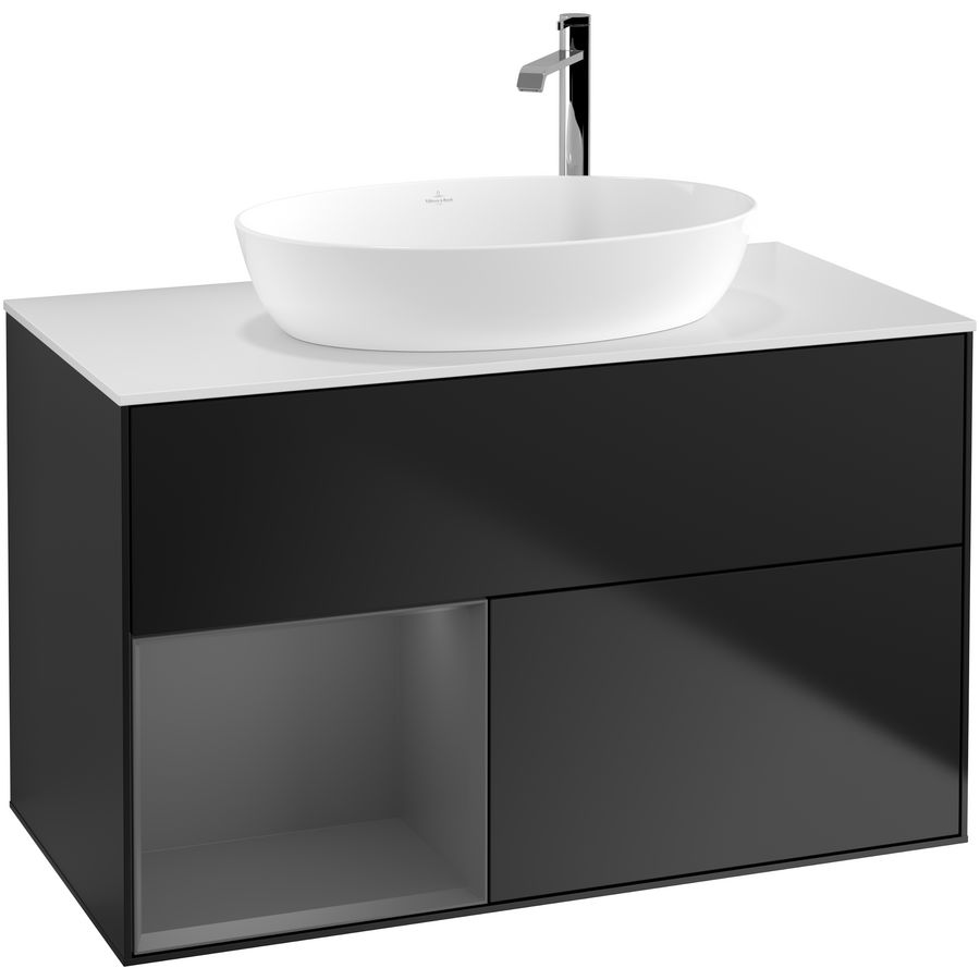 Wastafelonderkast Finion 1000x603x501mm Black Matt Lacquer G891GKPD