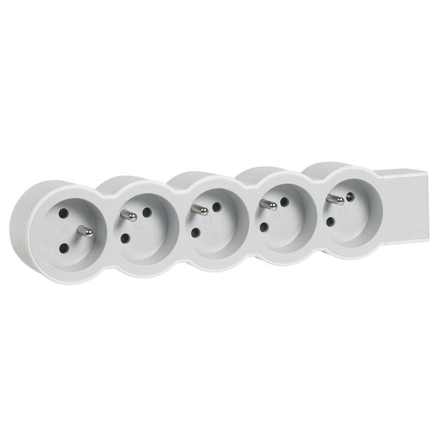 Contactdoos standaard 5xPA z.snoer wit-grijs VVE=10