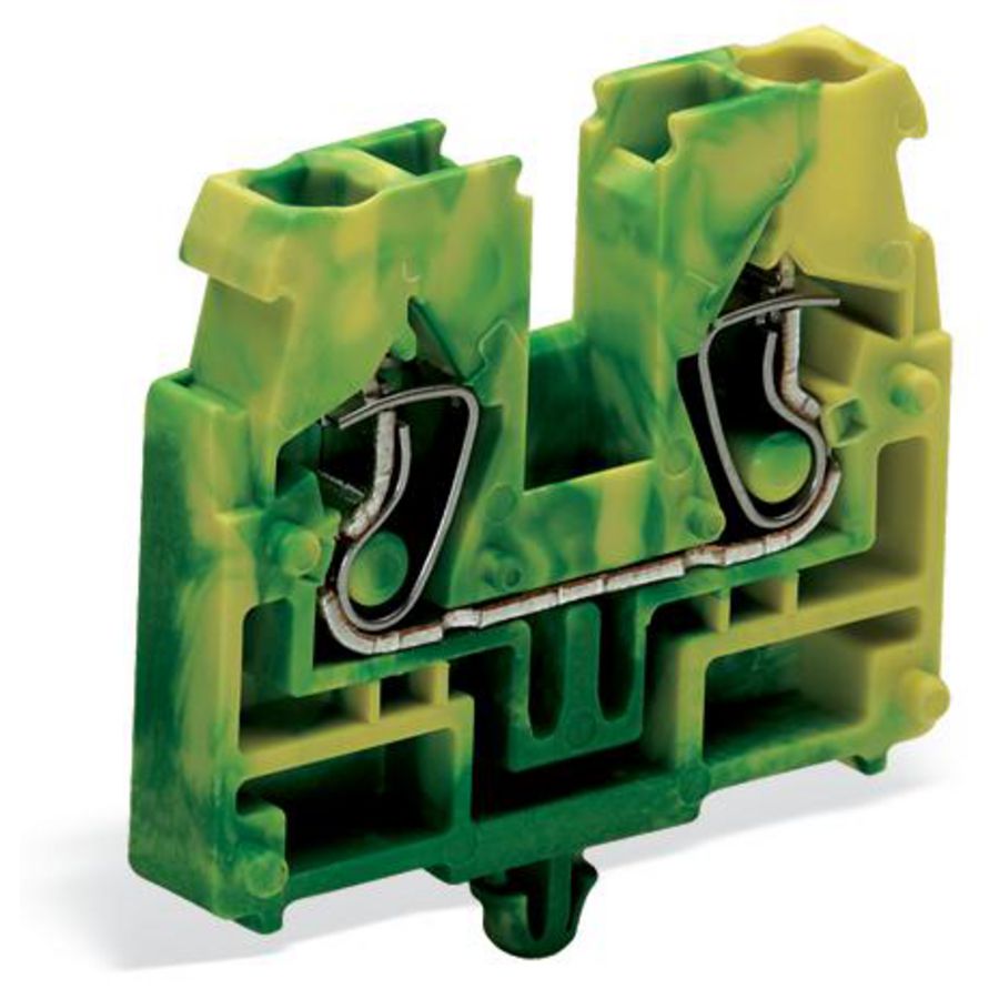 2-draads eindklem z. drukknop klikvoetje groen-geel VVE=100