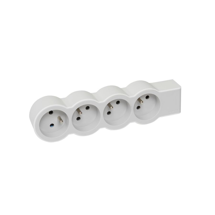 Contactdoos standaard 4xPA z.snoer wit-grijs VVE=10