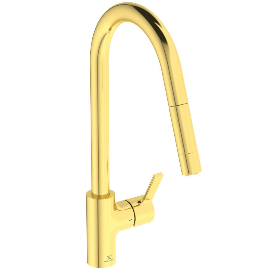 Keukenmengkraan hoge ronde uitloop brushed gold Gusto BD416A2