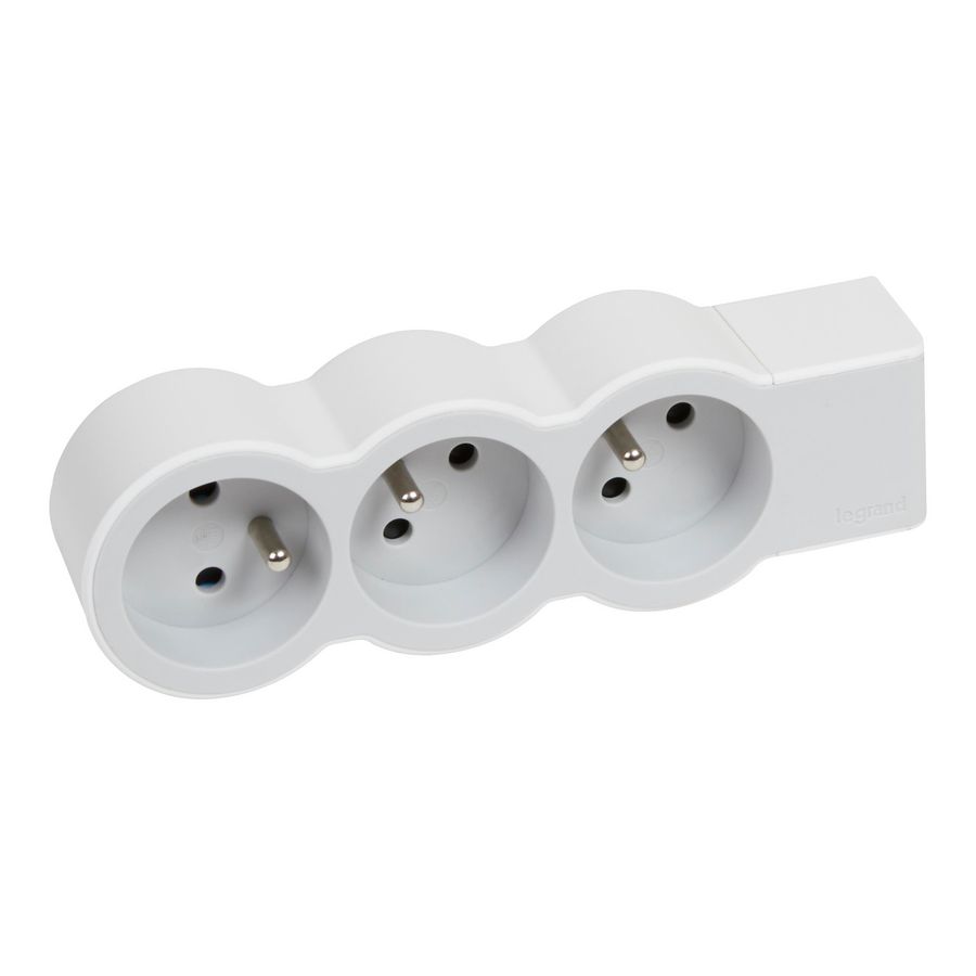 Contactdoos standaard 3xPA z.snoer wit-grijs VVE=10