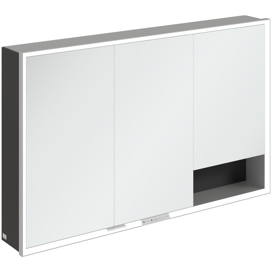 Opbouw Spiegelkast My View+ 1200x750x168mm Volcano Black