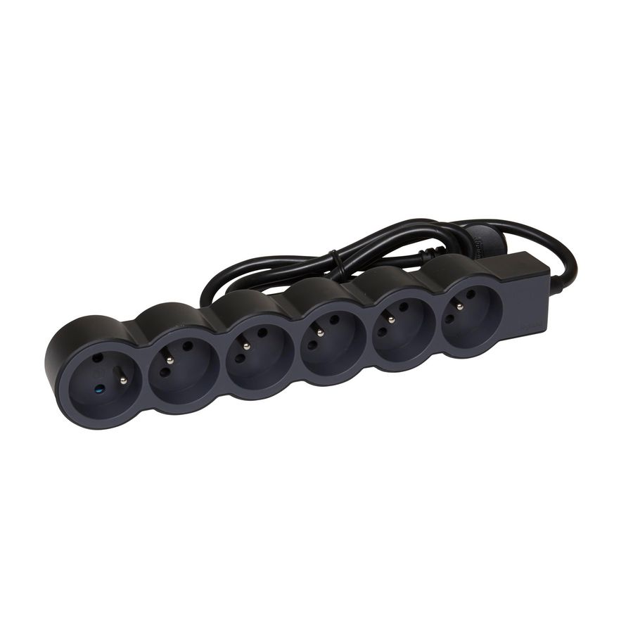 Contactdoos standaard 6xPA met 3m. zwart VVE=10