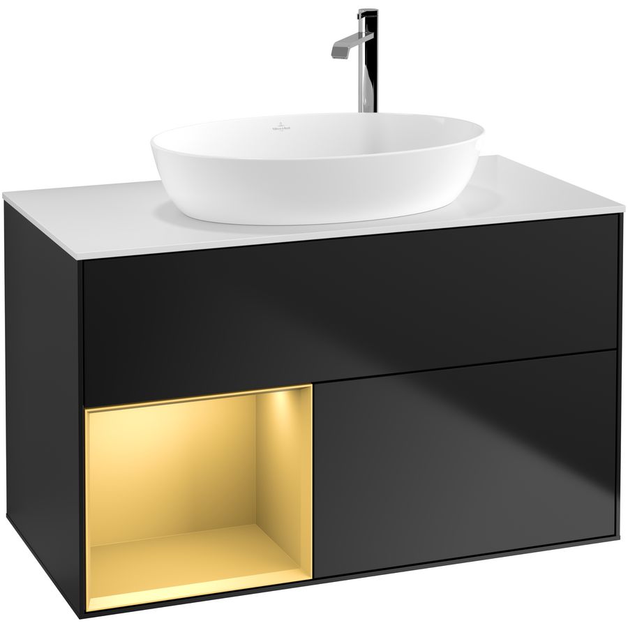 Wastafelonderkast Finion 1000x603x501mm Black Matt Lacquer G891HFPD