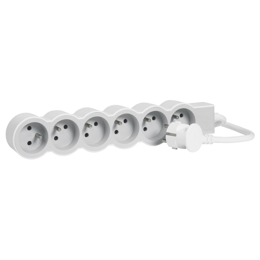 Contactdoos standaard 6xPA met 3m. wit-grijs VVE=10