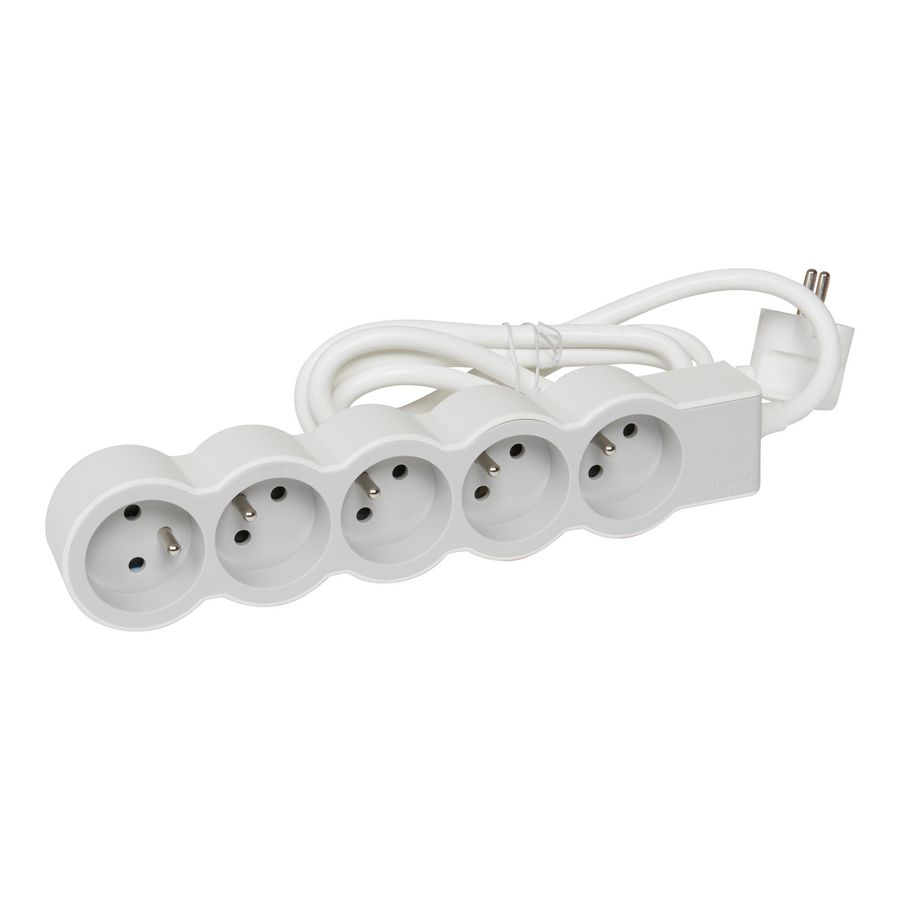 Contactdoos standaard 5xPA met 3m. wit-grijs VVE=10