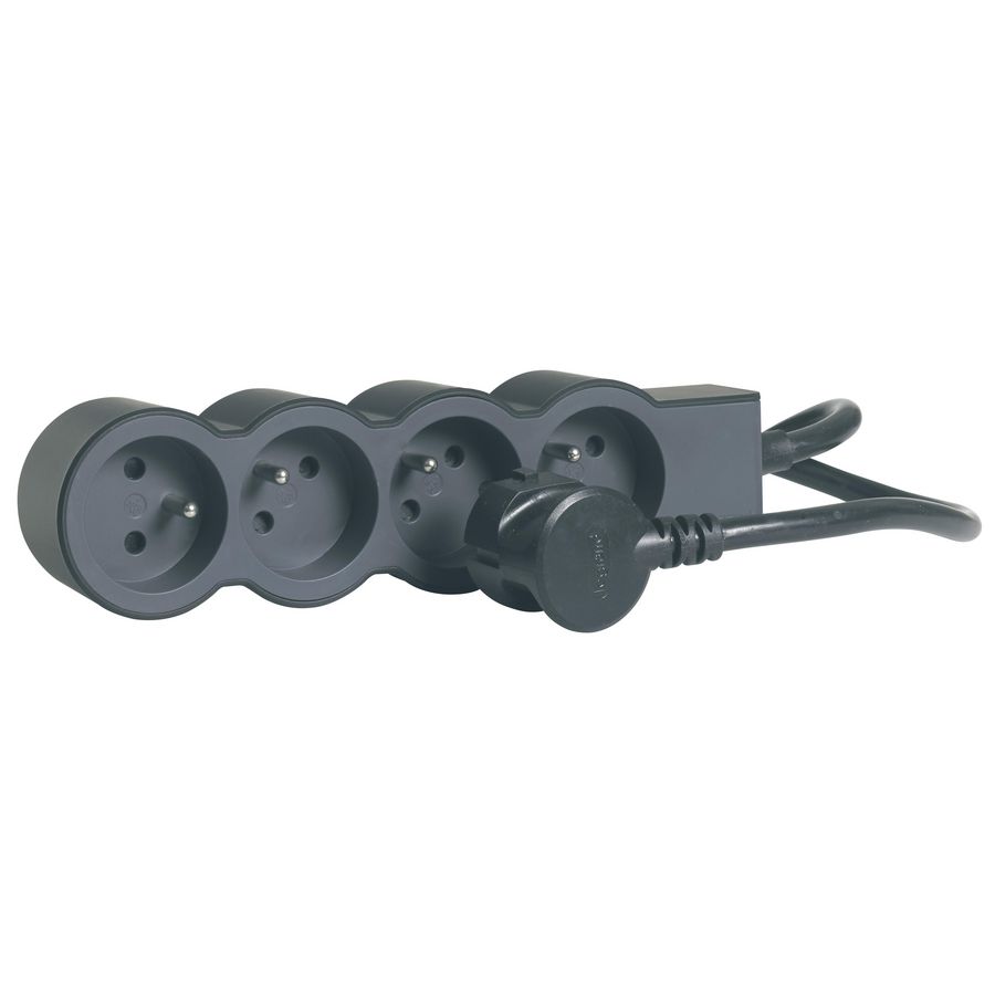 Contactdoos standaard 4xPA met 3m. zwart VVE=10