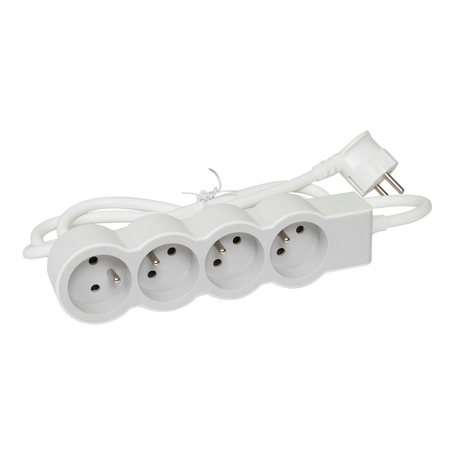 Contactdoos standaard 4xPA met 3m. wit-grijs VVE=10