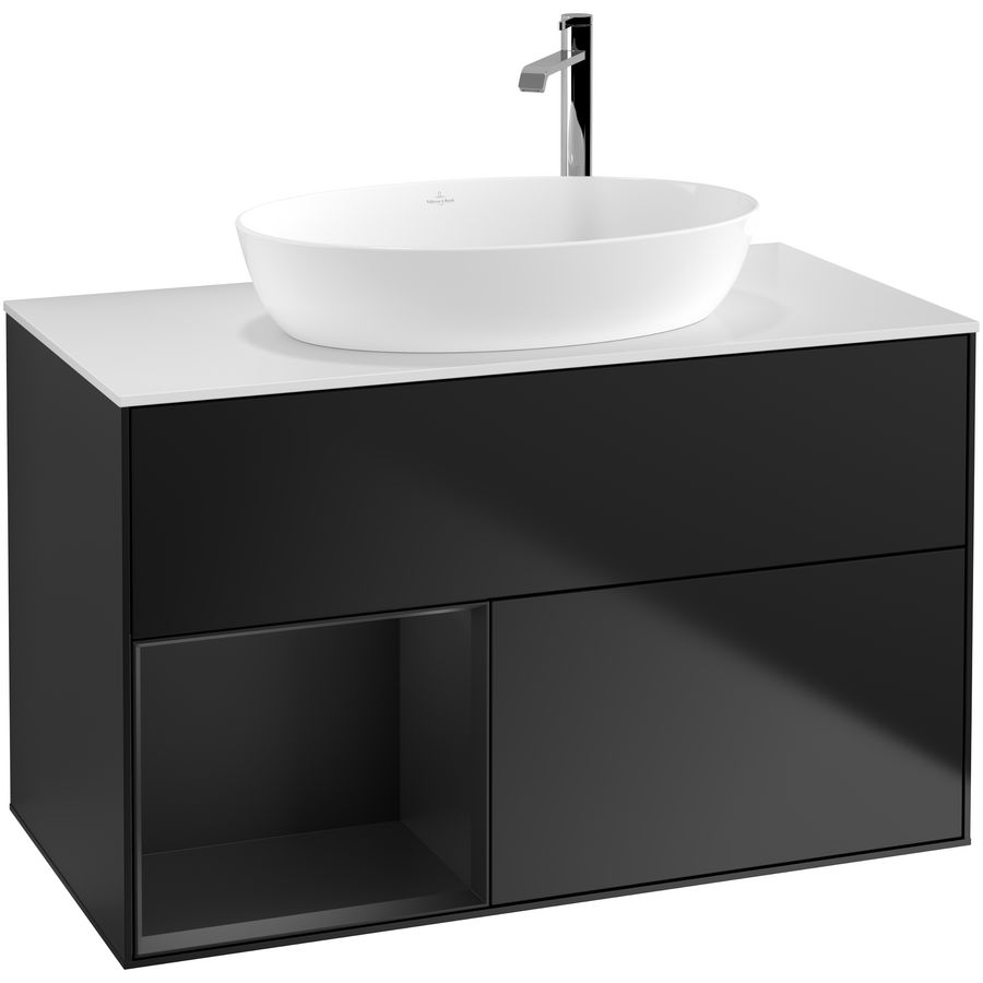 Wastafelonderkast Finion 1000x603x501mm Black Matt Lacquer G891PDPD