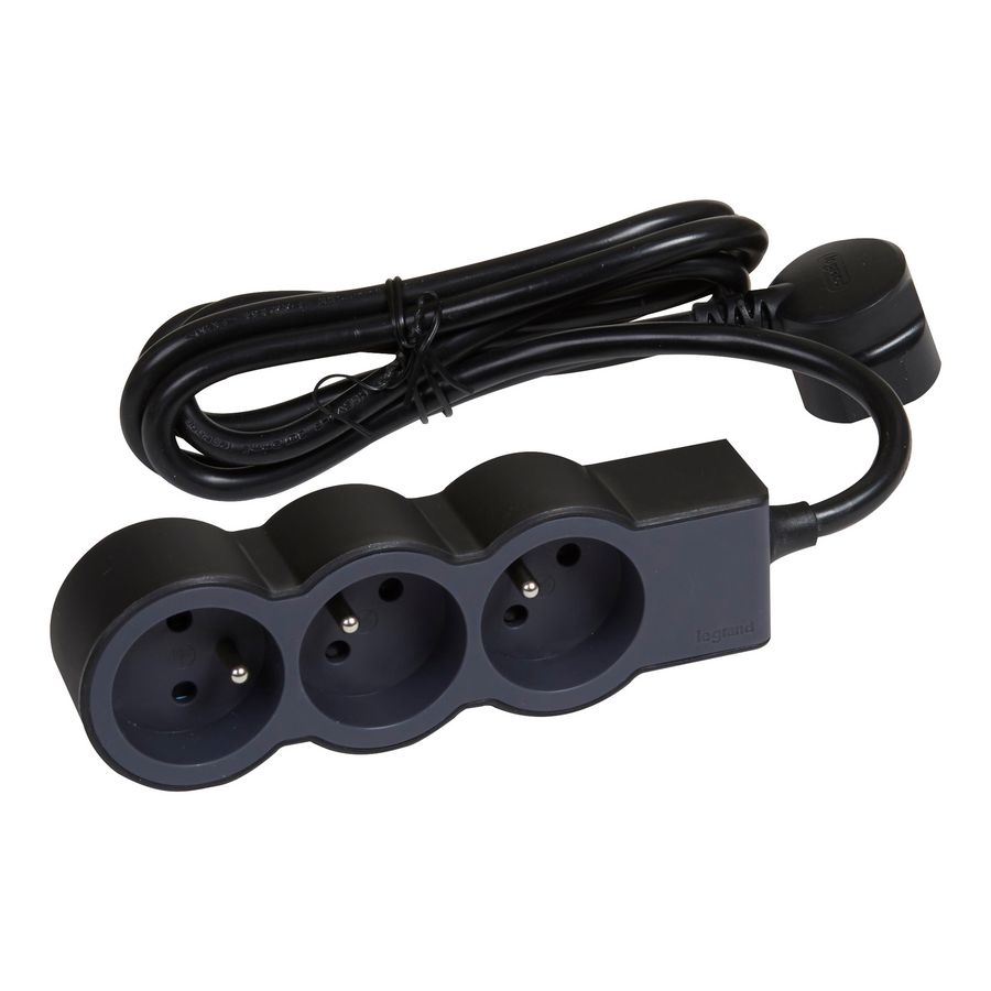 Contactdoos standaard 3xPA met 1,5m. zwart VVE=10