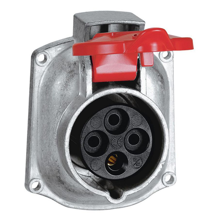 Inbouw Wandcontactdoos 400V 16A 4P IP44 ML metaal rood Hypra