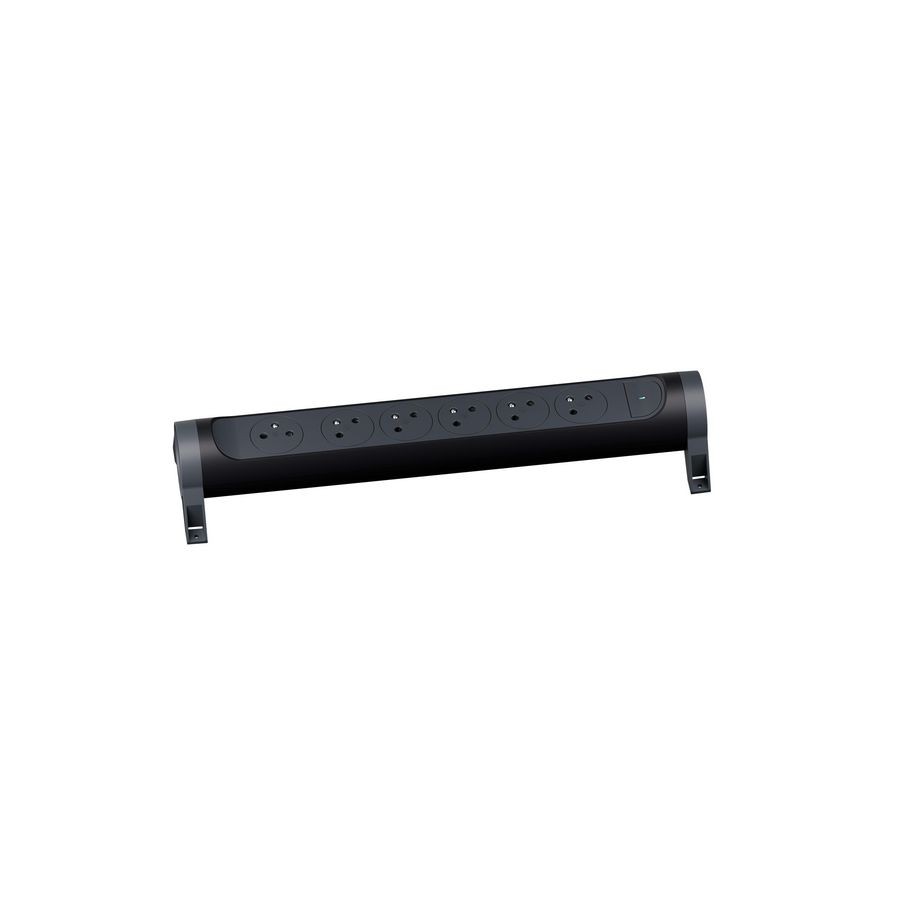 Contactdoos standaard 6xPA z.snoer zwart-wit VVE=5