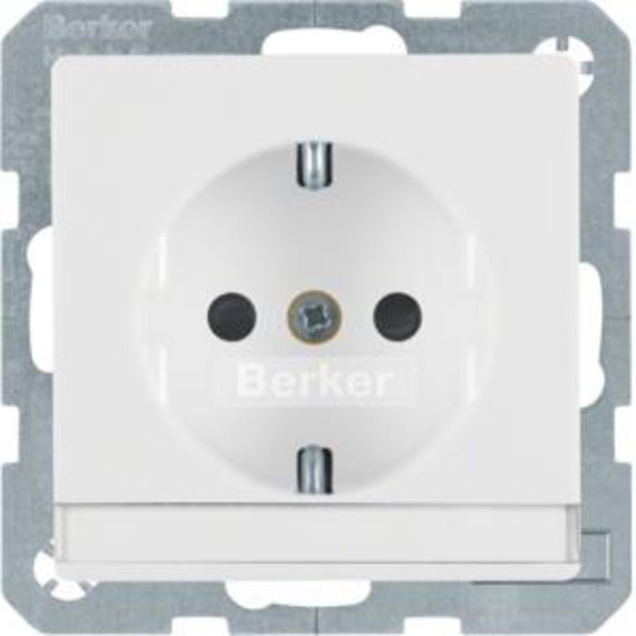 Wandcontactdoos RA tekstveld schroef berker Q.1/Q.3/Q.7 polar wit