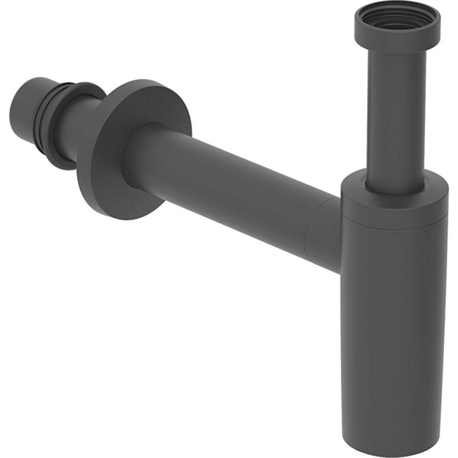 Design bekersifon 1.1/4" matzwart incl. rozet + muurbuis 40mm + manchet