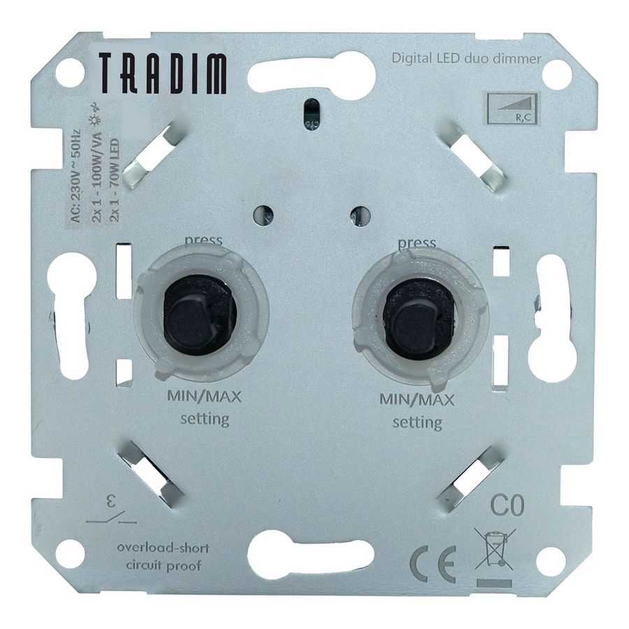 Muurdimmer Digitale LED Tradim 2496 2 x 1-100W
