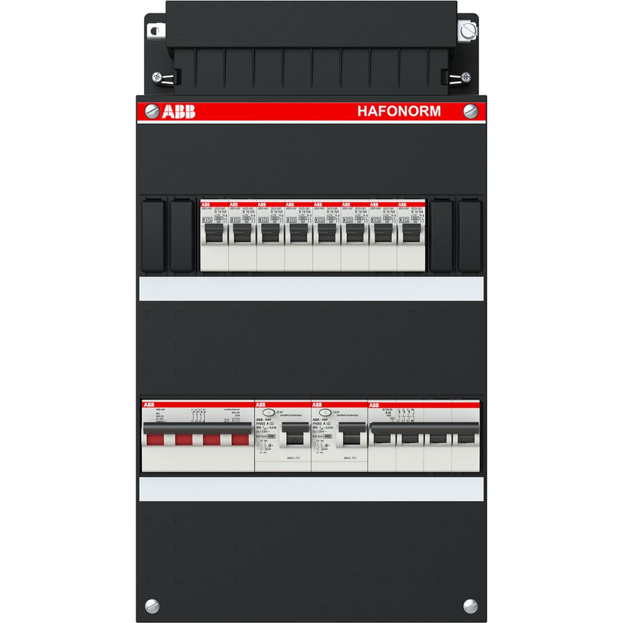 Groepenkast 8x achter 2x 30mA + HS + D 3-fasen