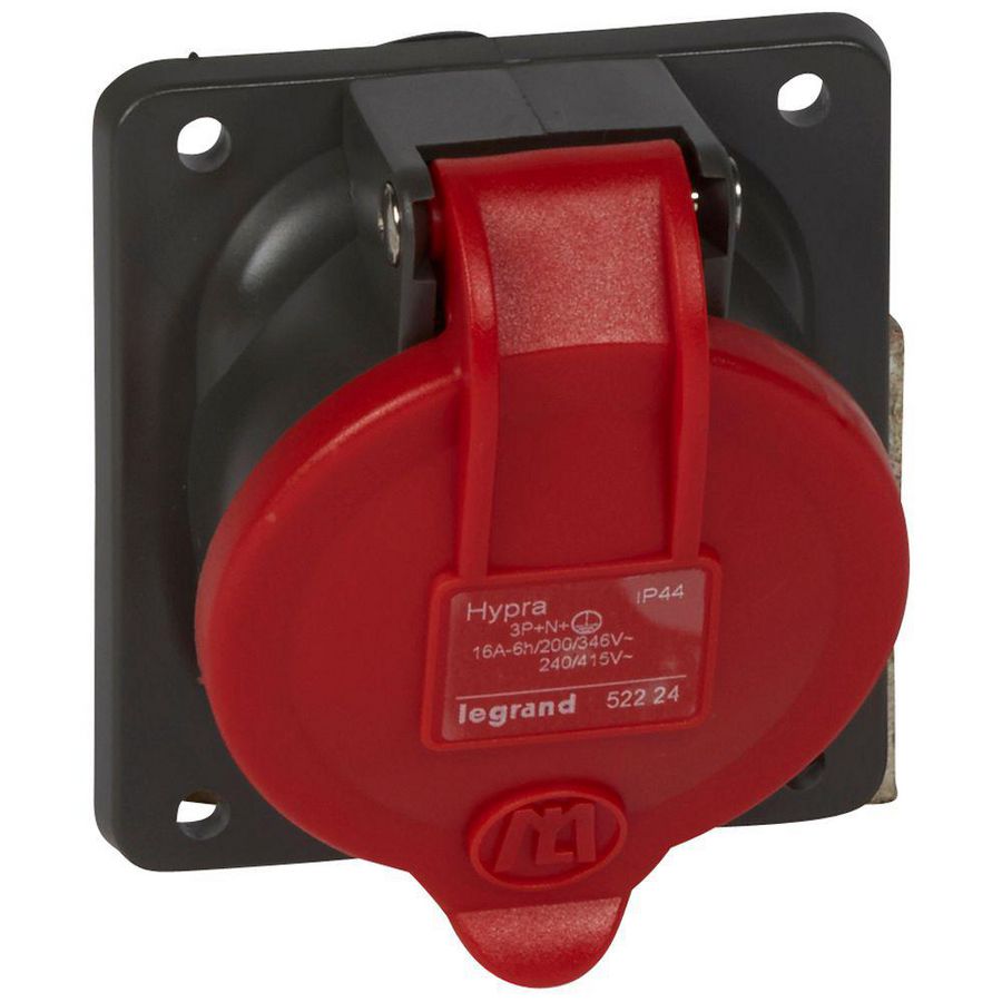 Inbouw WCD 400V 16A 5P IP44 kunstst. rood 052224 Hypra