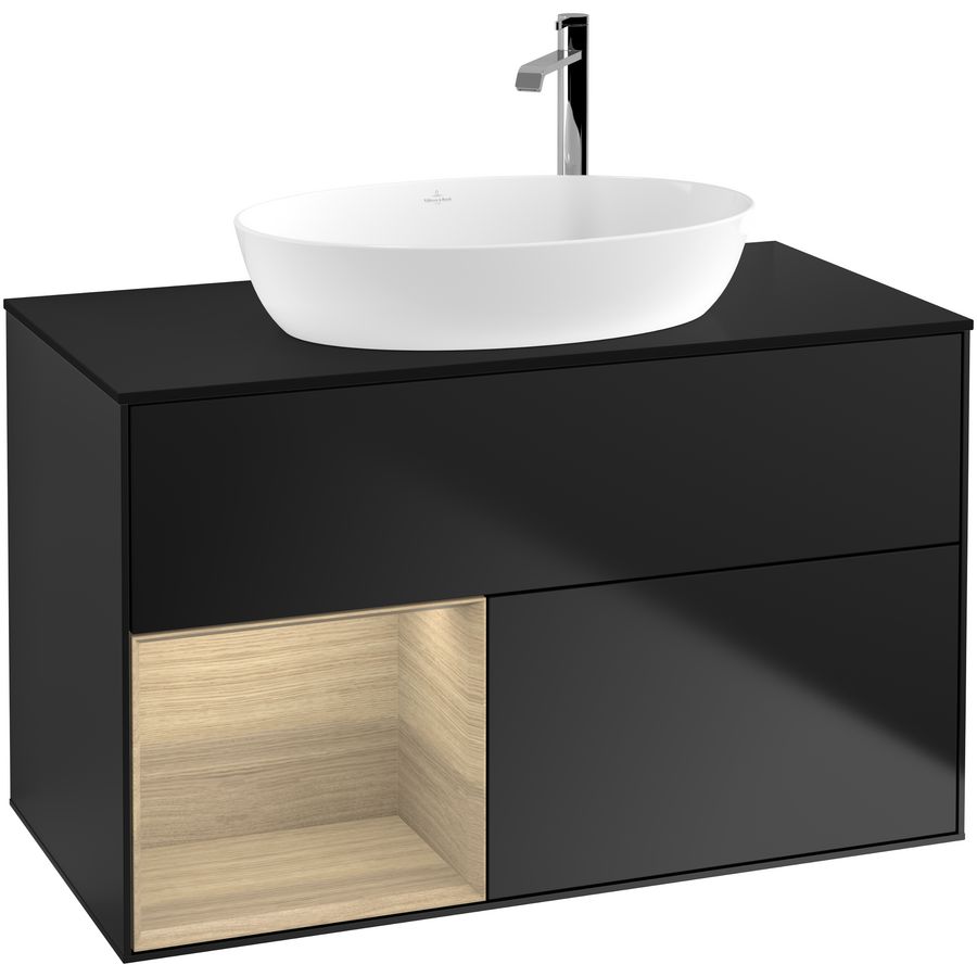 Wastafelonderkast Finion 1000x603x501mm Black Matt Lacquer G892PCPD