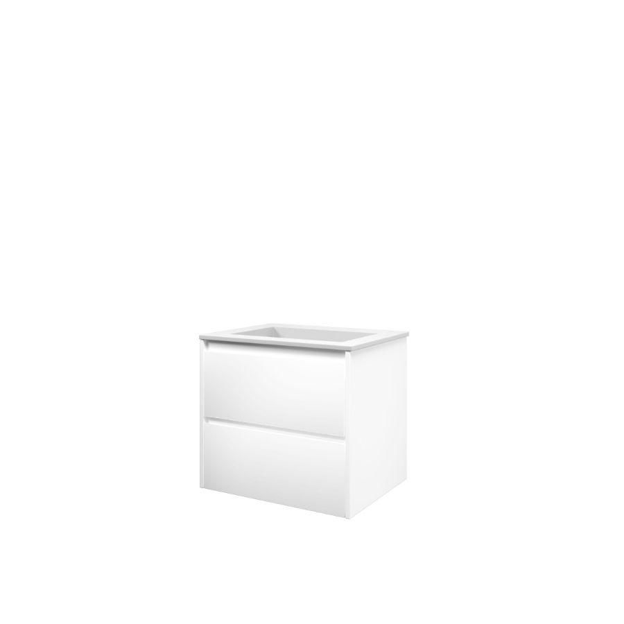 Set Proline polystone Elegant wastafel mat wit zonder kraangat onderkast symmetrisch mat wit  60x46cm