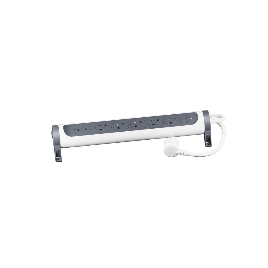 Contactdoos standaard 6xPA met 1,5m. zwart-wit VVE=5