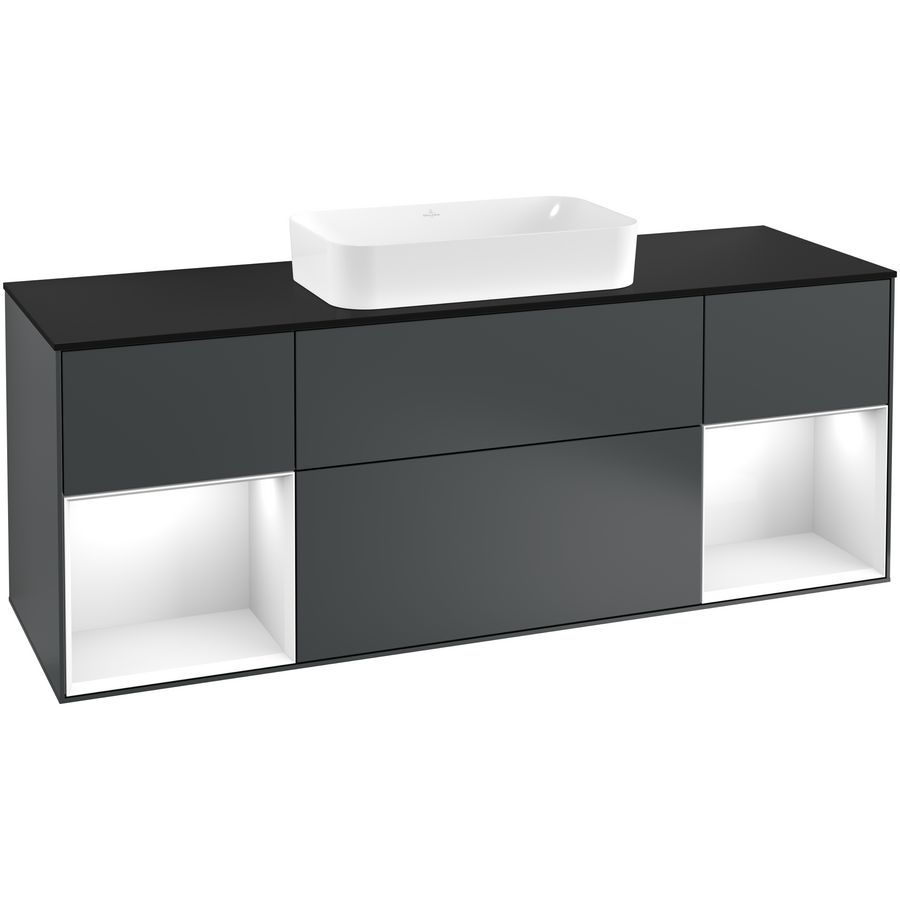 Wastafelonderkast Finion 1600x603x501mm Mid.Blue Matt Lacquer G332GFHG