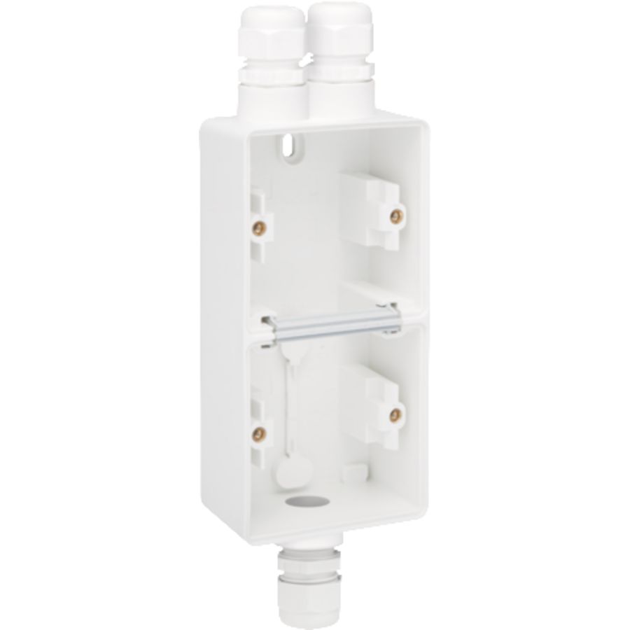 Spuitwaterdichte dubb. V opb.doos 1x2-voudig /1 enkel M20 wi