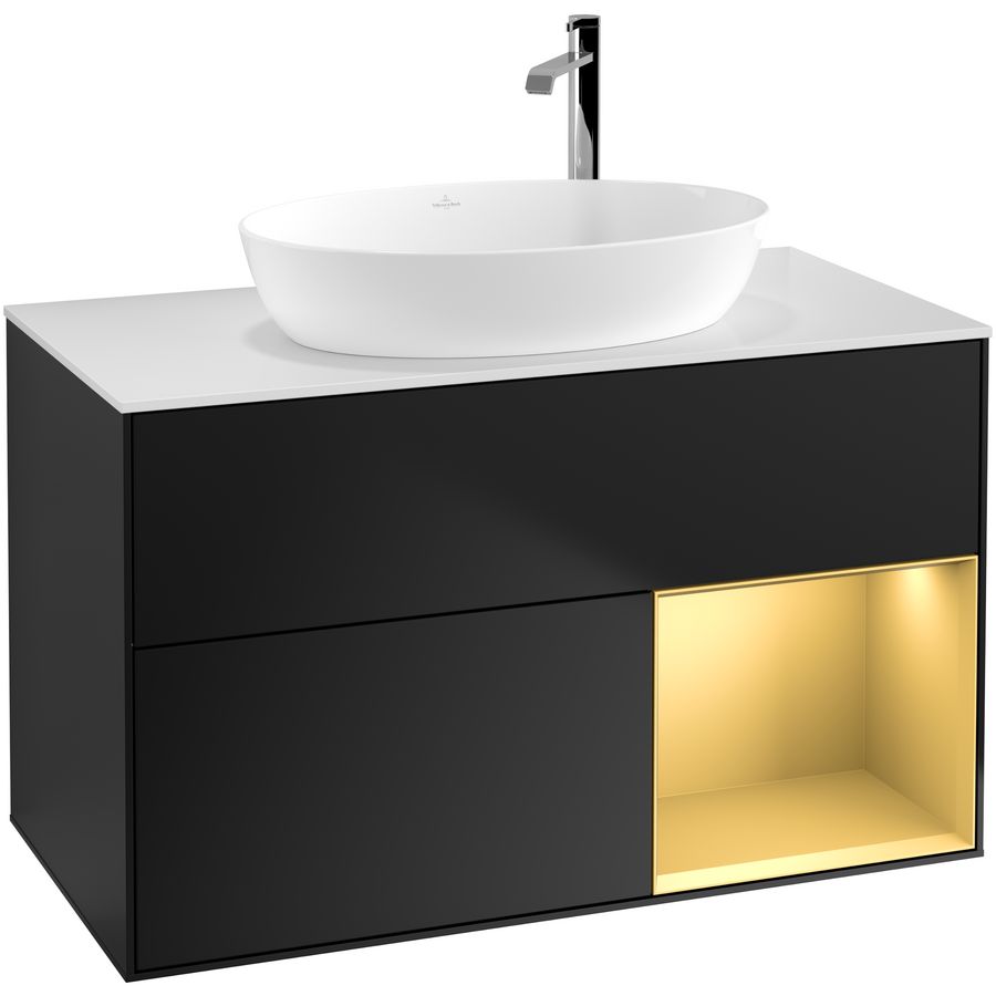 Wastafelonderkast Finion 1000x603x501mm Black Matt Lacquer G901HFPD