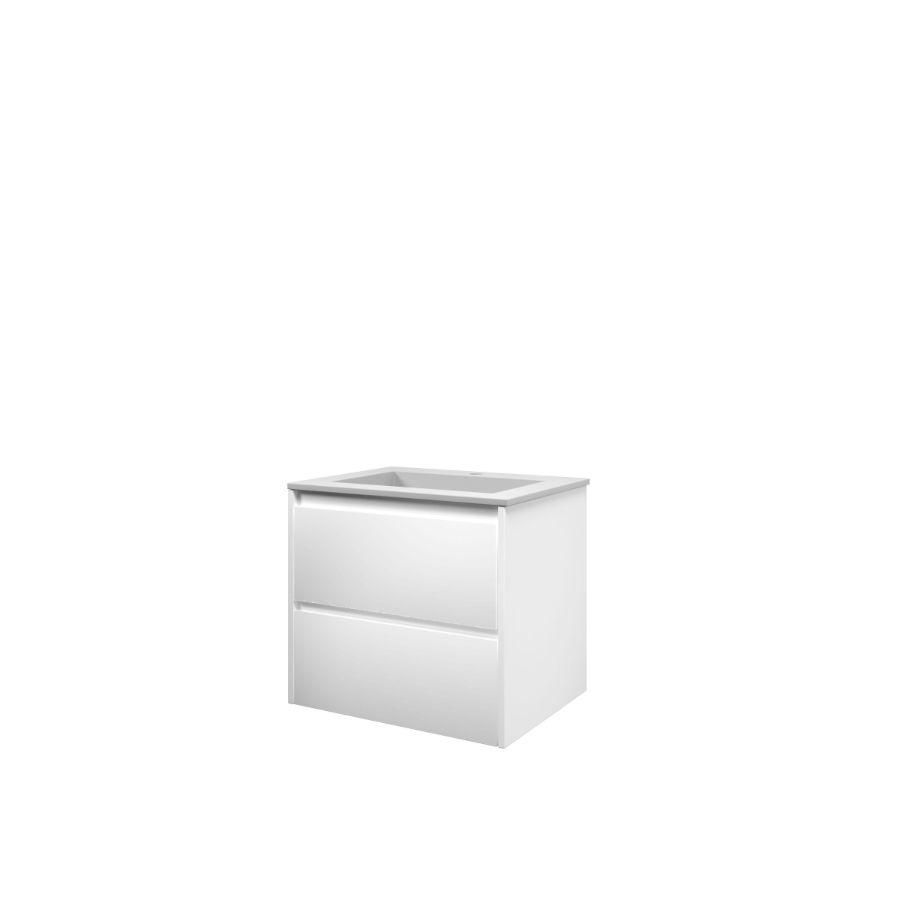 Set Proline polystone Elegant wastafel mat wit met 1 kraangat onderkast symmetrisch mat wit  60x46cm