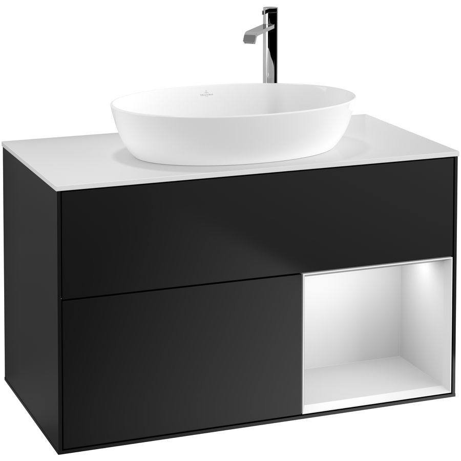 Wastafelonderkast Finion 1000x603x501mm Black Matt Lacquer G901MTPD