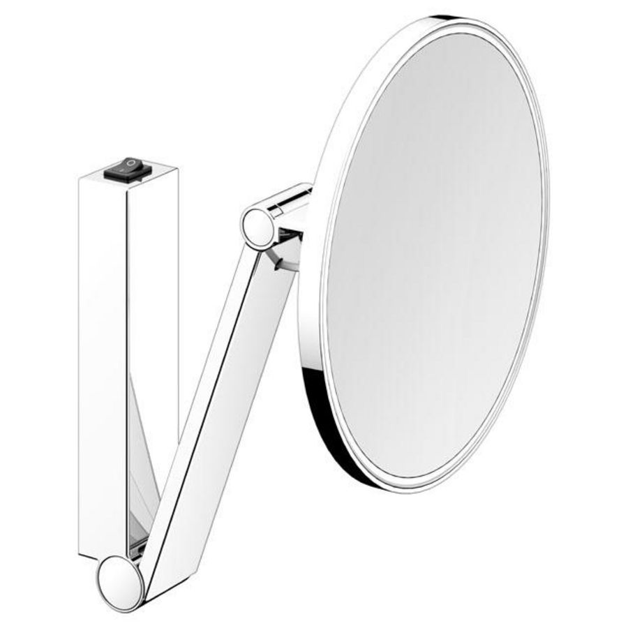 Cosmeticaspiegel wandm/rond/verlicht/wipschak. nikkel geborst