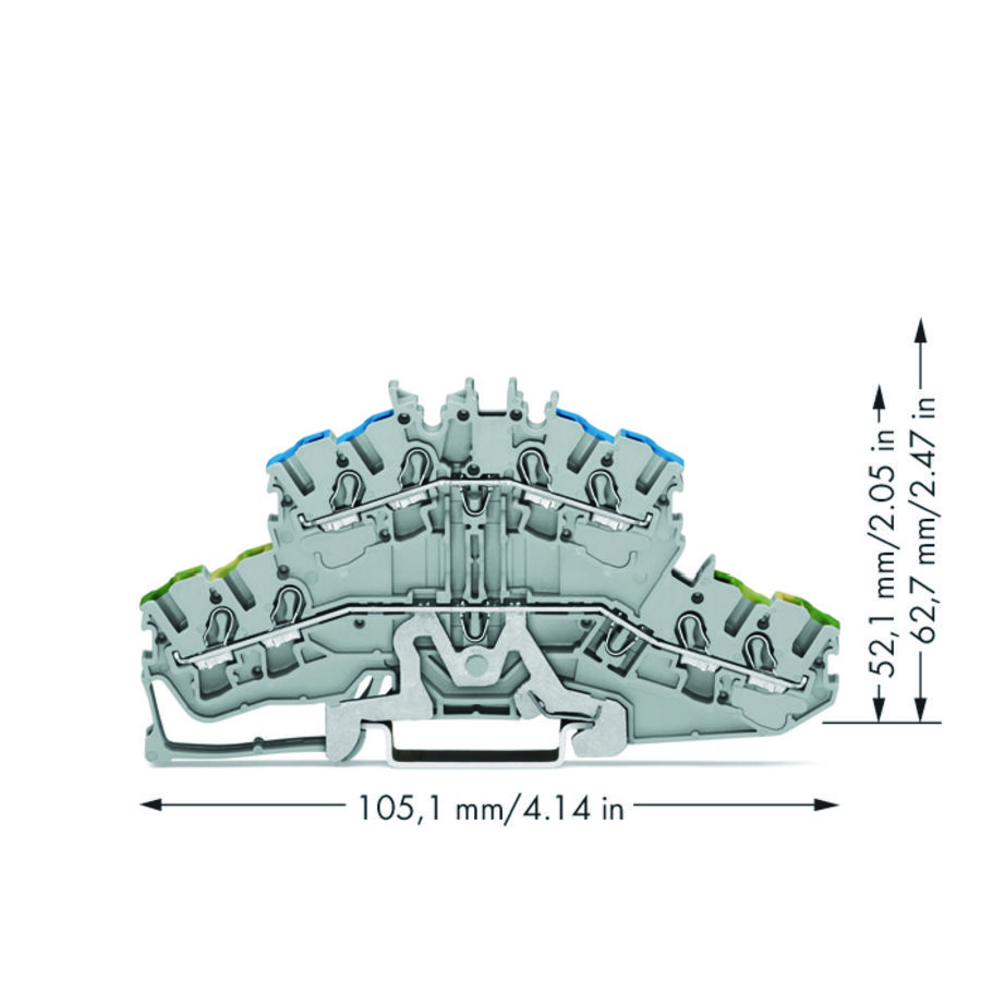 4-draads 2-etageklem Aard-/rijgklem 2,5mm² 2002-2417 VVE=50