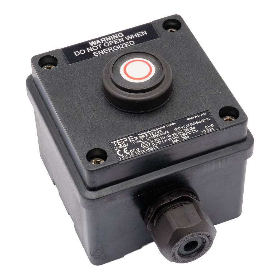 ATEX Drukknopkast zone 1/21 IP66 zone 1/21 1xNO/NC 1xM25