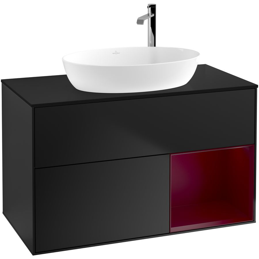 Wastafelonderkast Finion 1000x603x501mm Black Matt Lacquer G902HBPD