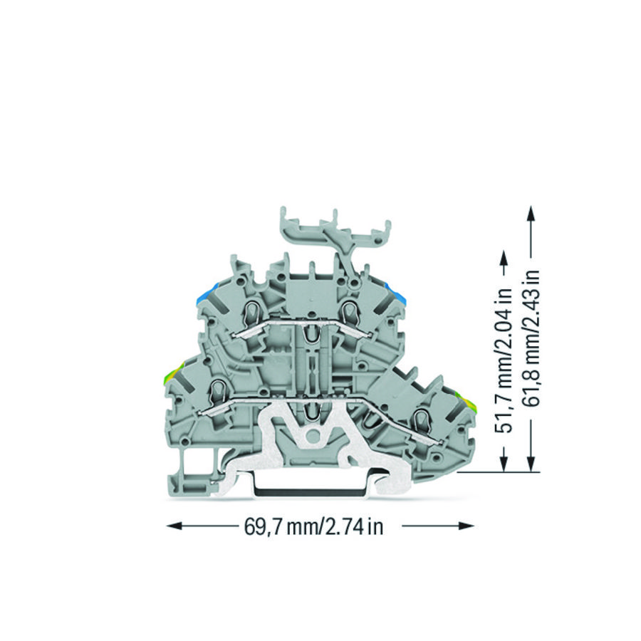 2-etageklem Aard-/rijgklem 1 mm² grijs 2000-2247 VVE=50