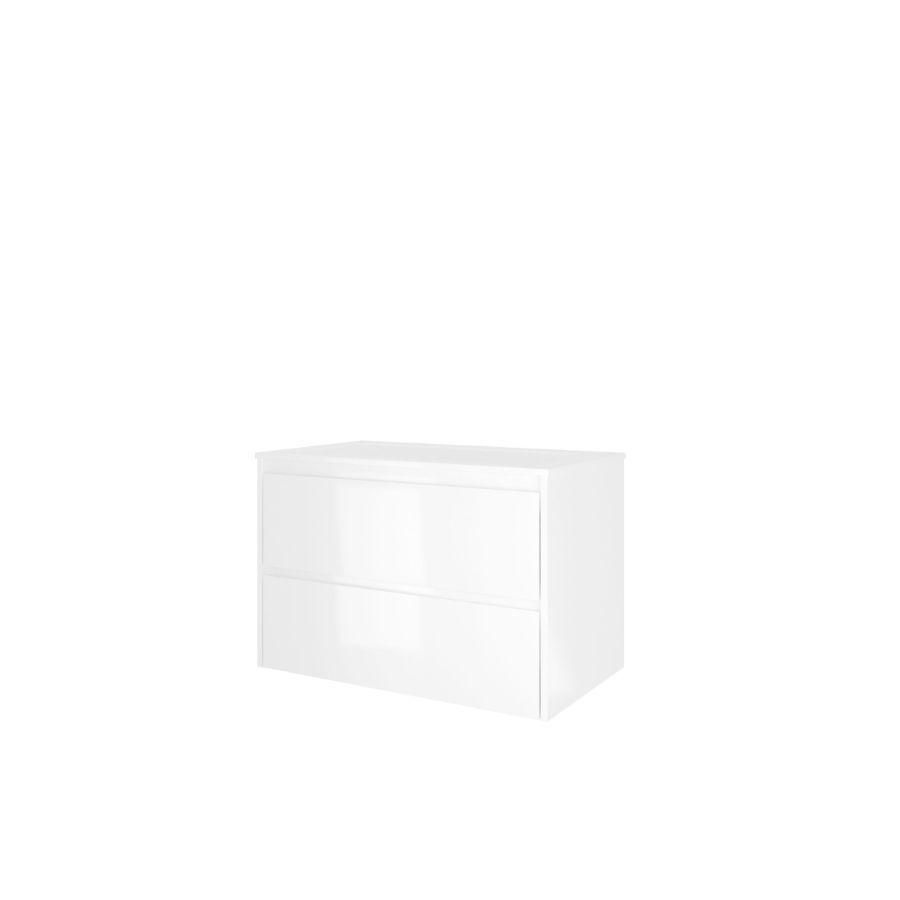 Set Proline polystone Elegant wastafel glans wit zonder kraangat onderkast symmetrisch glans wit 80x46cm