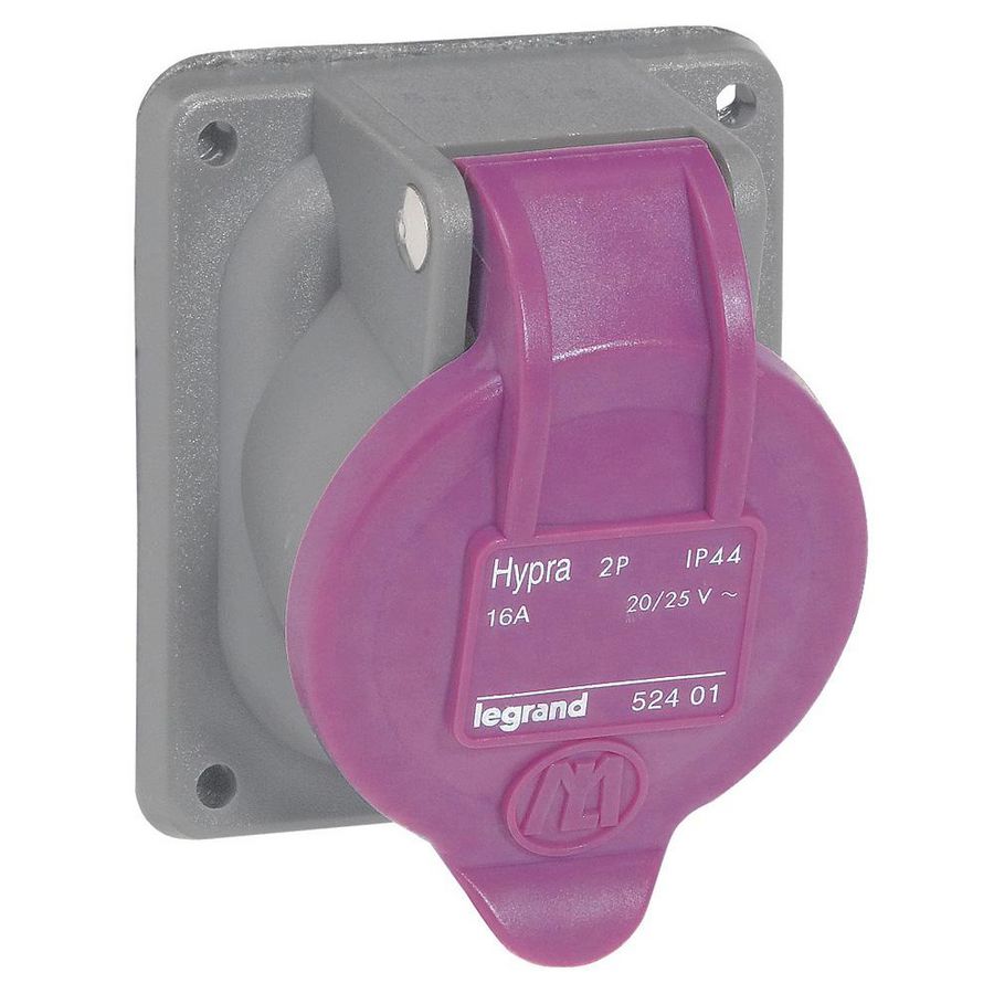 Inbouw Wandcontactdoos 24V 16A 2P IP44 kunstst. Violet Hypra