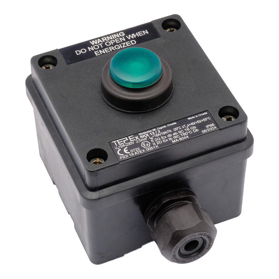 ATEX Signaallamp zone 1/21 groen opbouw IP66 zone 1/21 1xM25
