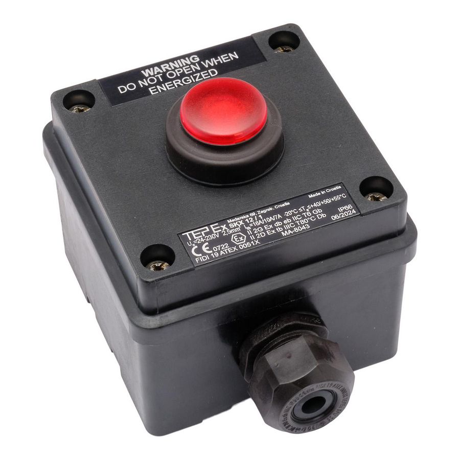 ATEX Signaallamp zone 1/21 rood opbouw IP66 zone 1/21 1xM25
