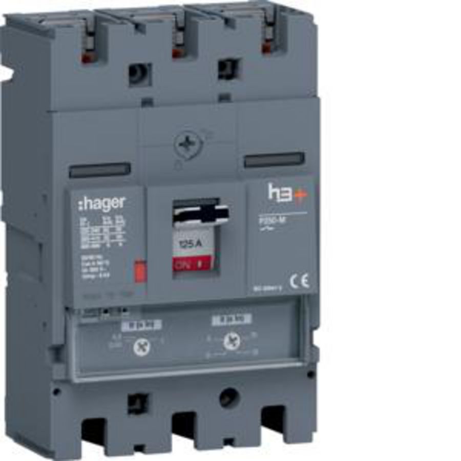 Vermogensautomaat h3+ P250 TM 3P3D 125A 50kA boutaansl.